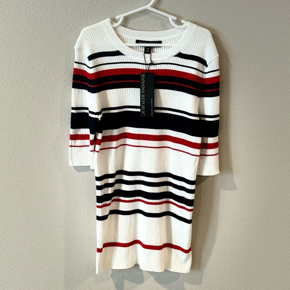 NWT Banana Republic Striped Fitted Stretch Cotton Women’s Sweater Top - XS